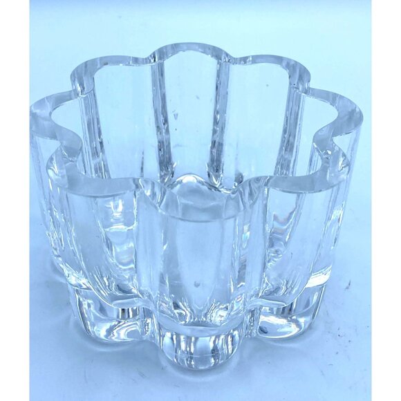 Orrefors Signed /Numbered Crystal Scalloped Flower Swedish Clear Bowl, Candy Dis - Picture 5 of 6